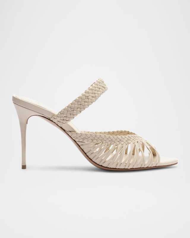Agatha 85 Braided Leather Stiletto Sandals